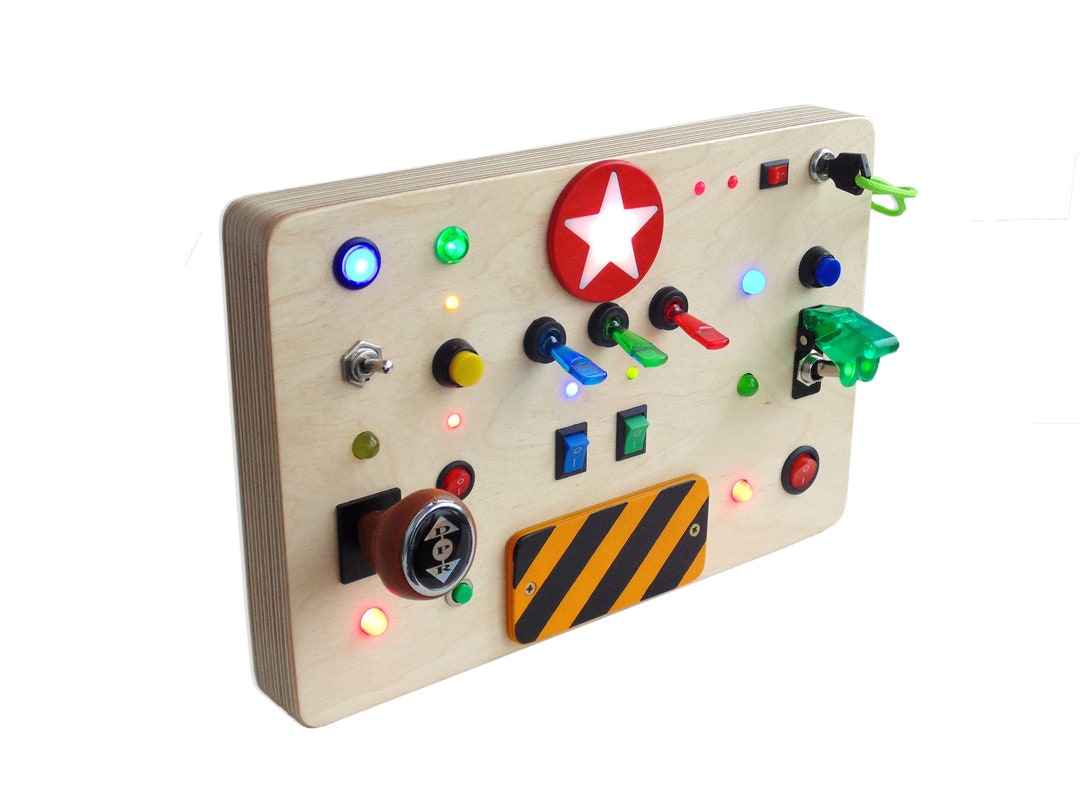 Busy Board with LED Light Switches, Montessori Toys for 1 2 3 Years Old