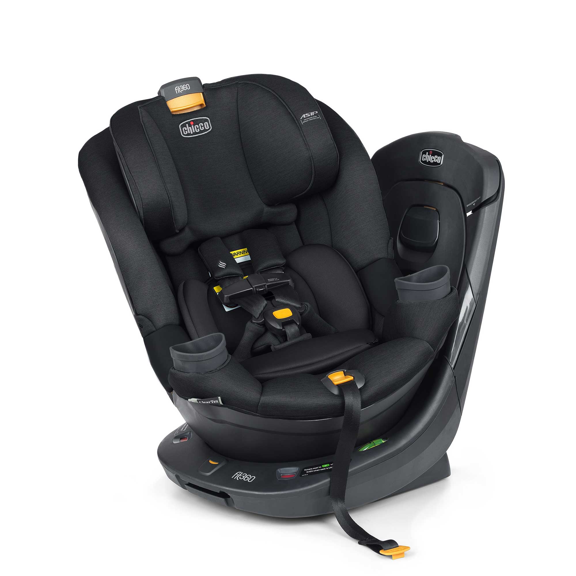 Chicco Fit360 ClearTex Rotating Convertible Car Seat, 360 Degree Rotation, LeverLock System — Obsidian