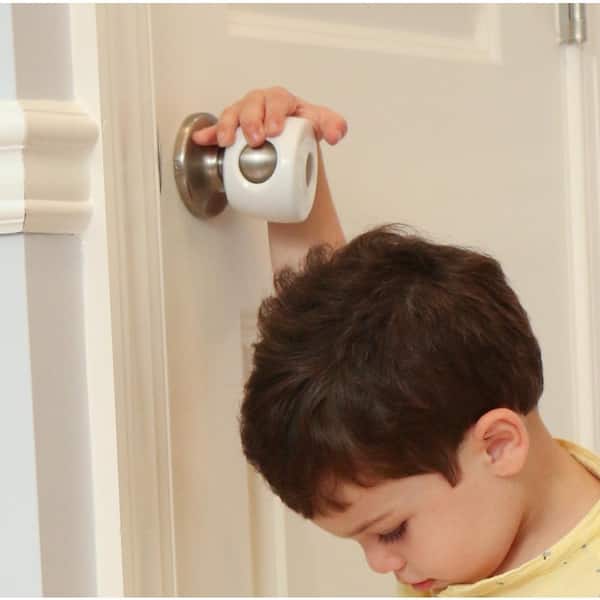 Child Safety Door Knob Cover (4 Pack), Hard-to-Remove Dual-Lock Door Handle Covers