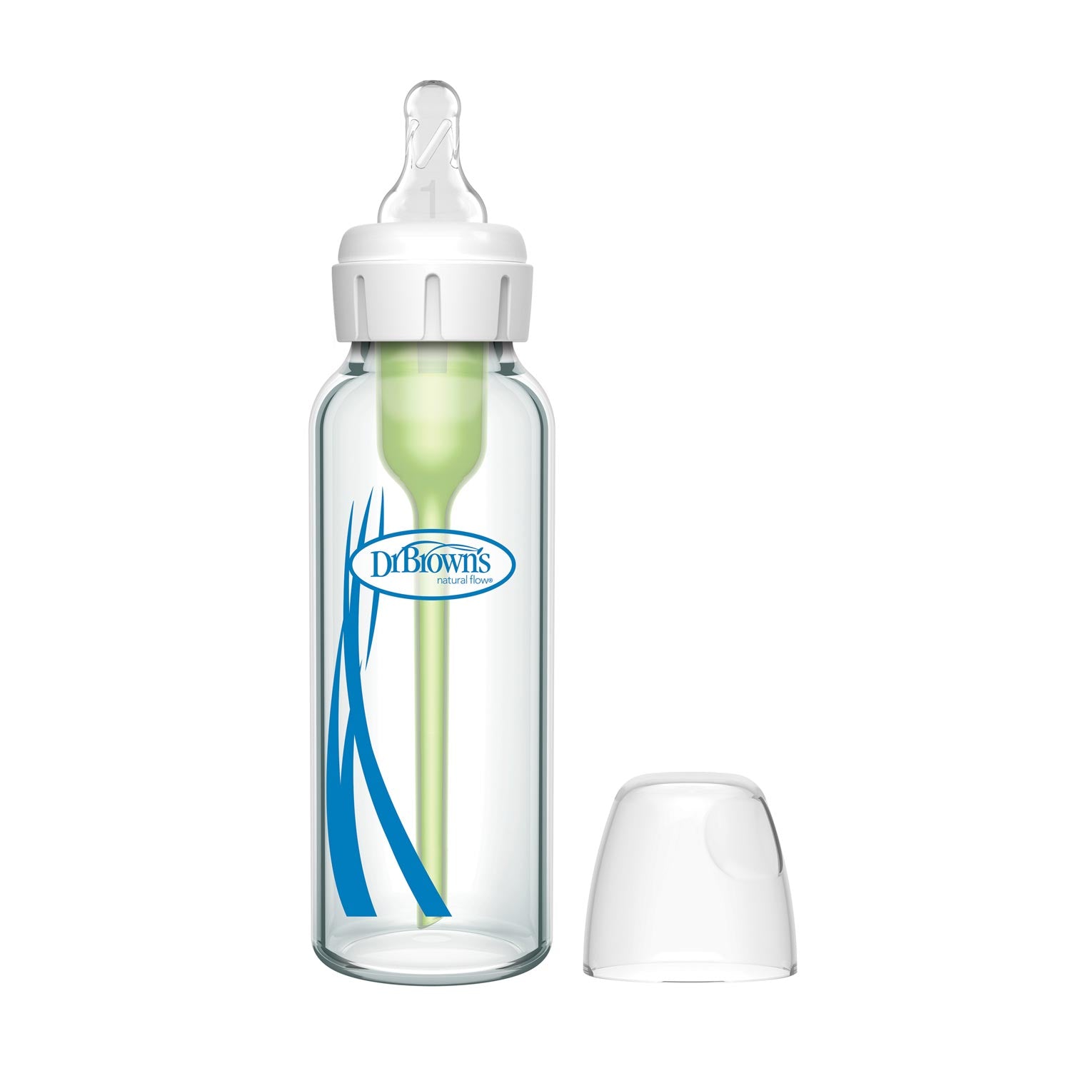 Dr. Brown's Anti-Colic Options+ Narrow Glass Baby Bottle, Level 1 Slow Flow, 8 oz, 2-Pack