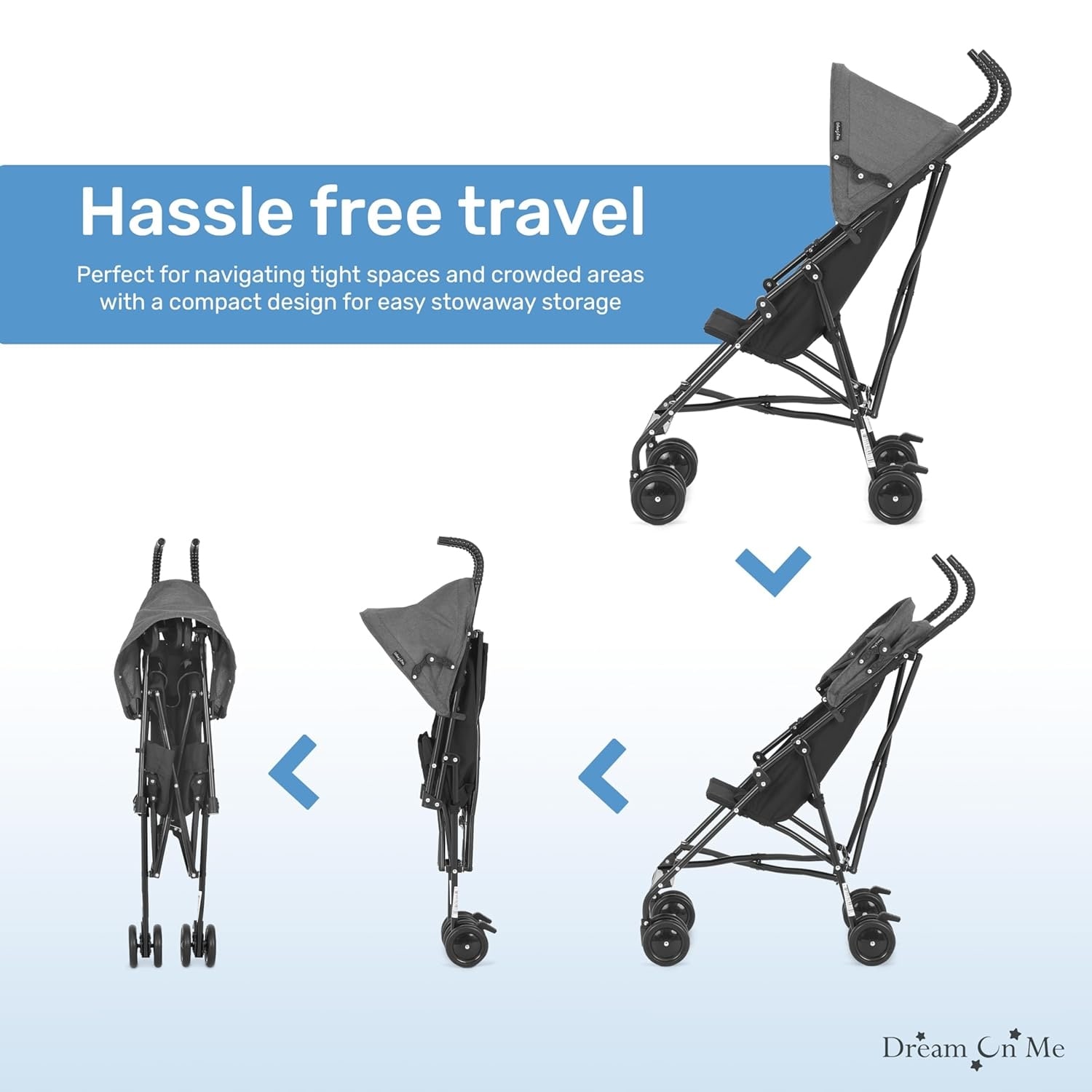 Dream On Me Aero Travel Umbrella Stroller, One-Hand Quick Fold