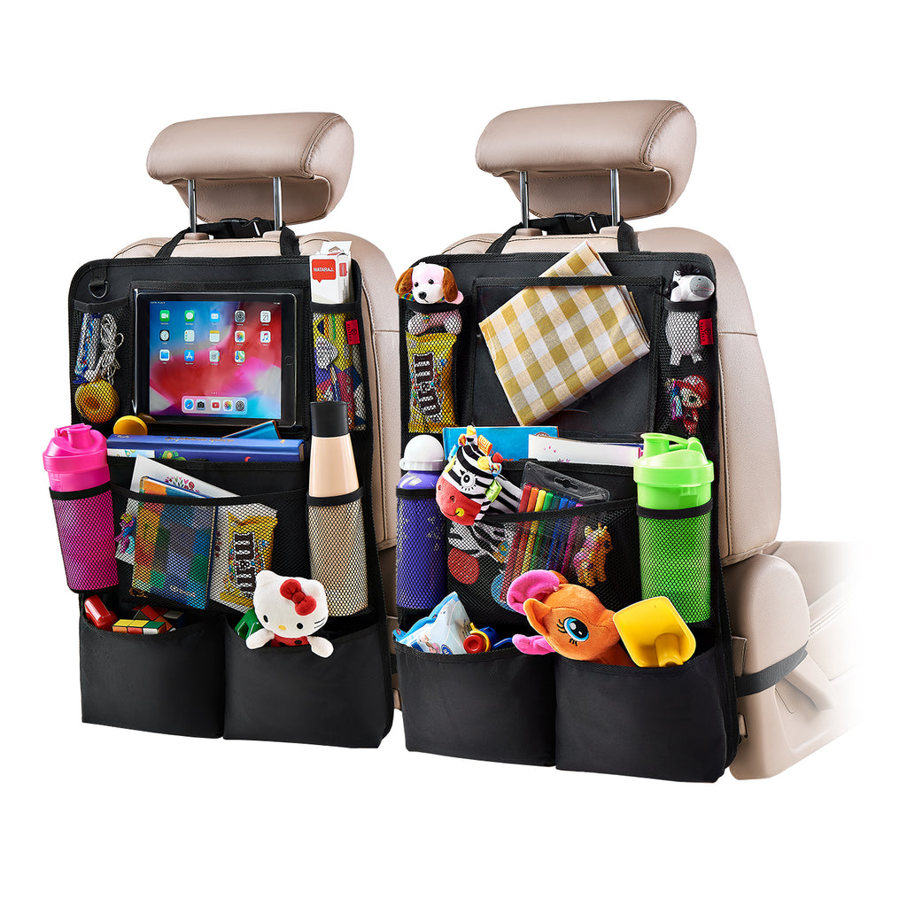 Helteko Backseat Car Organizer & Kick Mats with Touch Screen Tablet Holder, 2 Pack