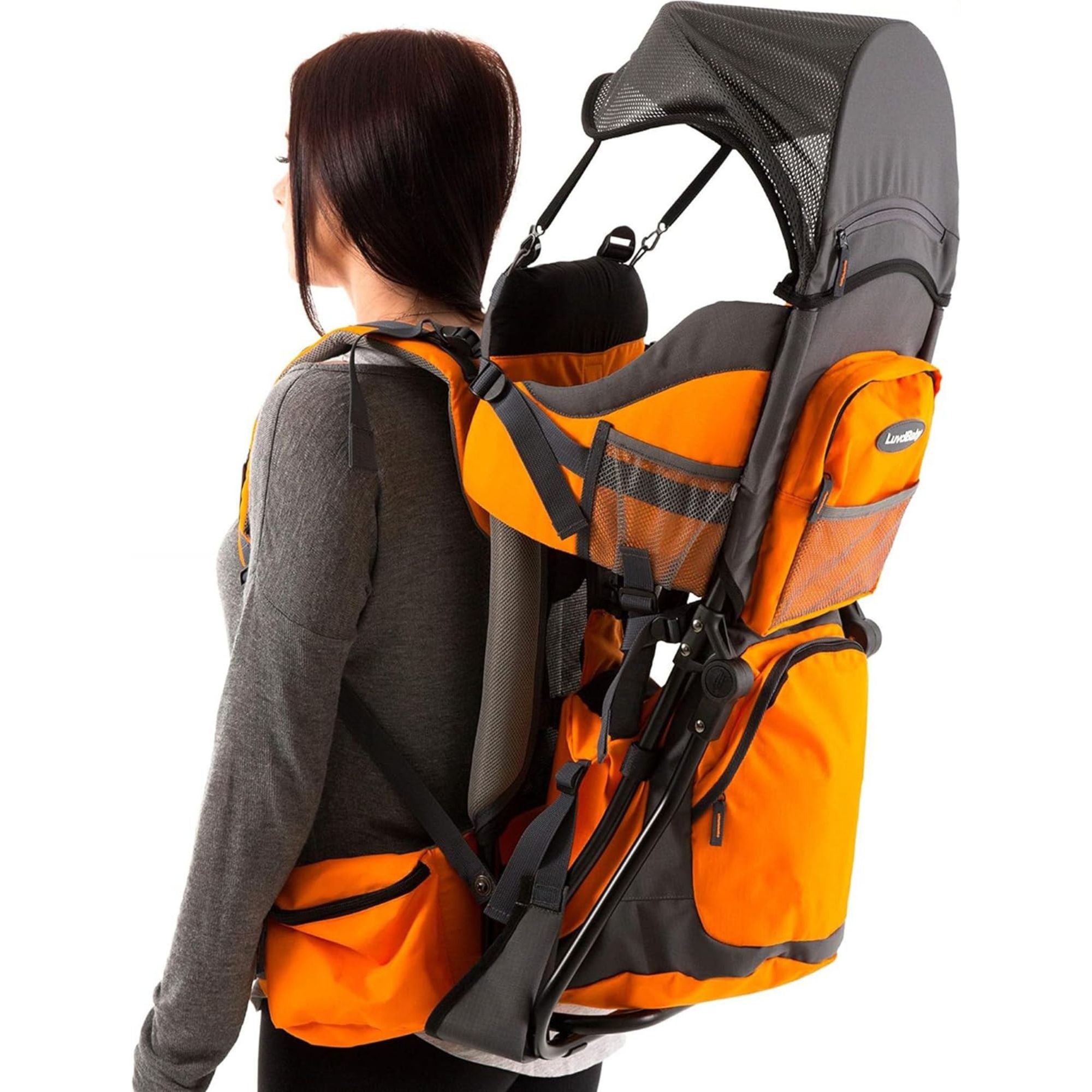 Hiking Baby Carrier Backpack with Diaper Change Pad, Insulated Pocket, Rain and Sun Hood