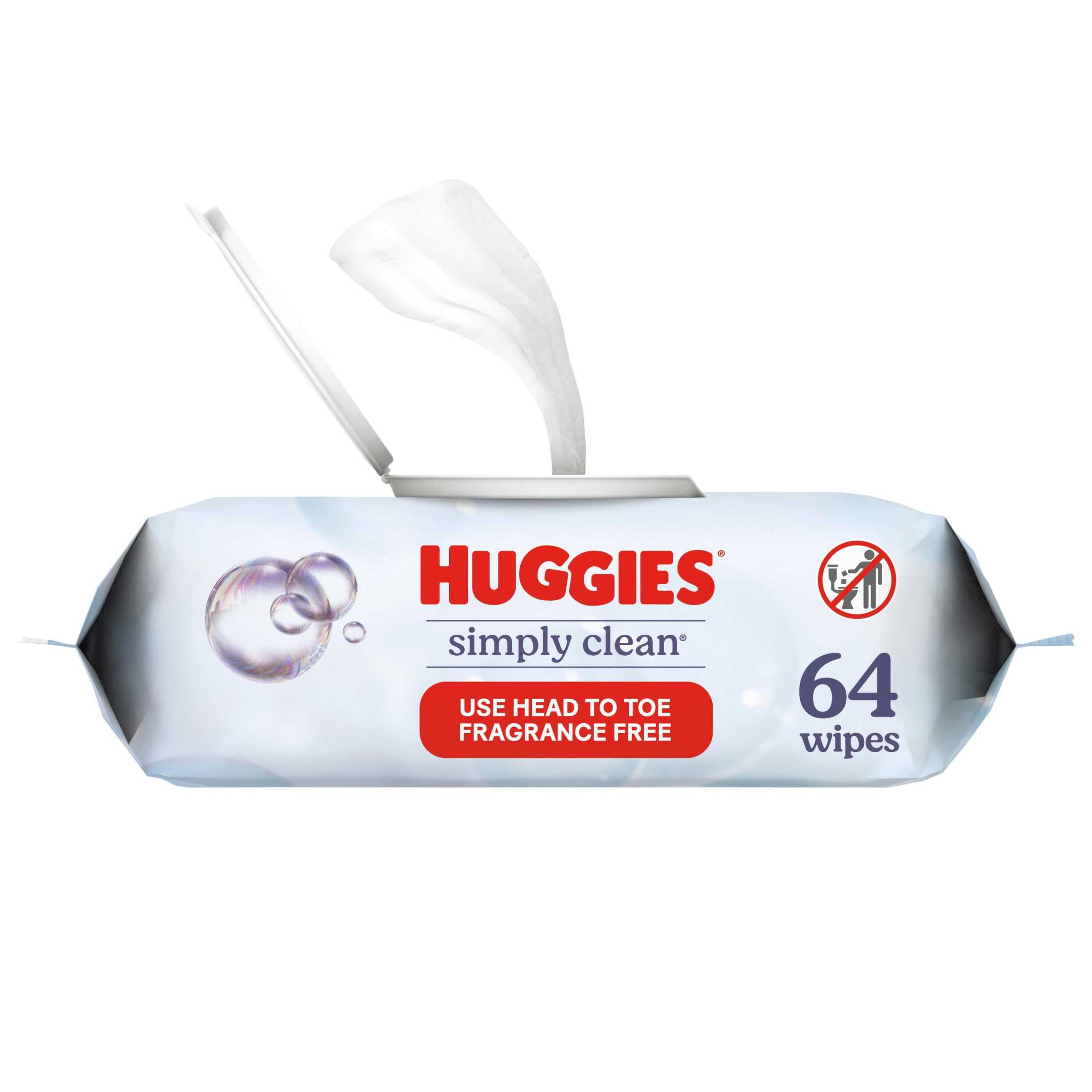 Huggies Simply Clean Unscented Baby Diaper Wipes, 64 Count