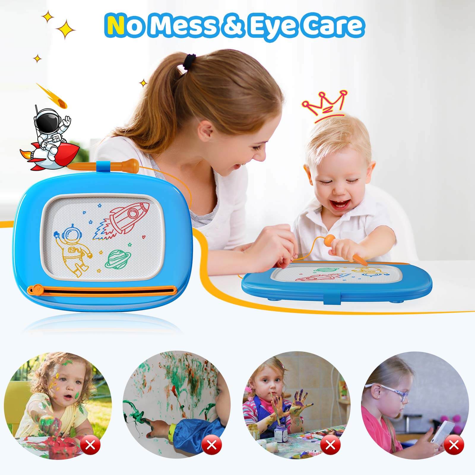 Kikidex Magnetic Drawing Board, Toddler Doodle Board Pad