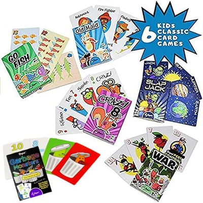 Regal Games Card Games for Kids – Go Fish, Crazy 8's, Old Maid, Slap Jack, War (6 Set)