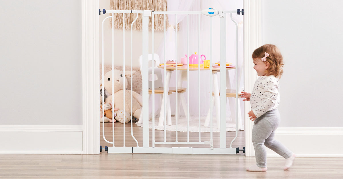 Regalo Safety Baby Gate for Doorways & Stairs, 29–38.5", Pressure Mounted with Door