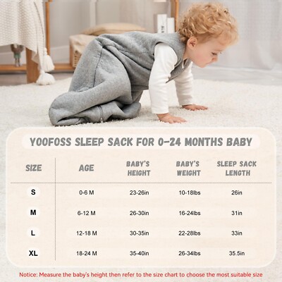 Yoofoss Baby Sleep Sack 0-6 Months, 100% Organic Cotton, TOG 0.5, 3 Pack